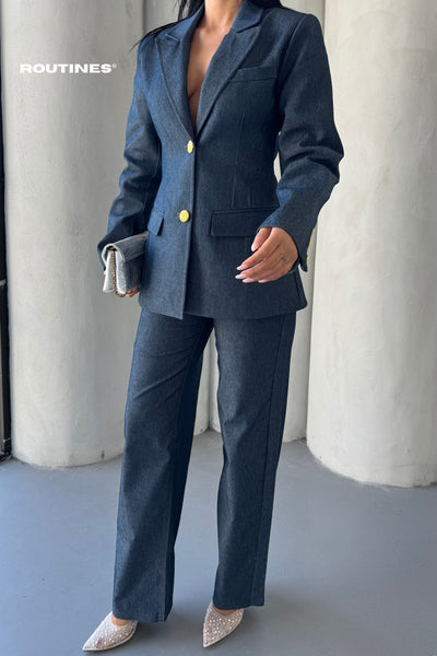 Routines Blazer Two Piece Denim Pants Set 2026