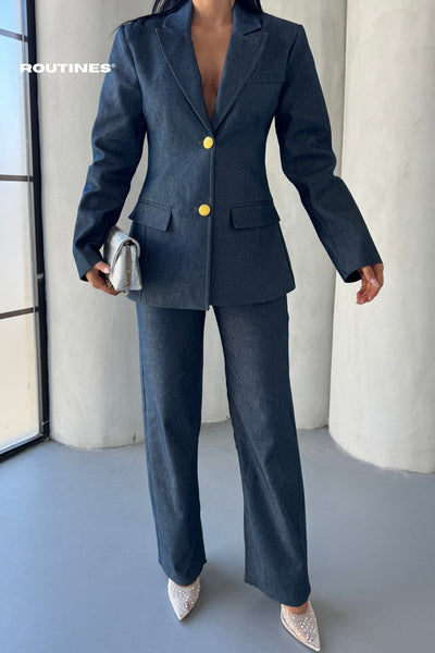 Routines Blazer Two Piece Denim Pants Set 2026