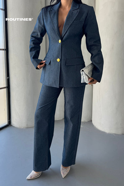 Routines Blazer Two Piece Denim Pants Set 2026