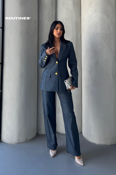 Routines Blazer Two Piece Denim Pants Set 2026
