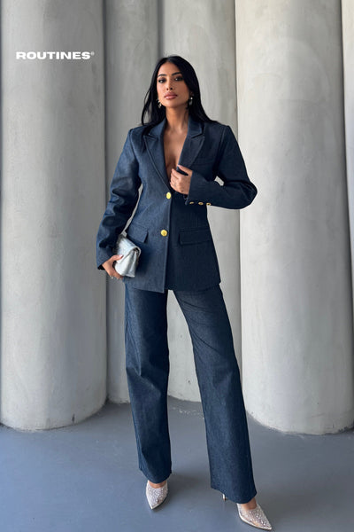 Routines Blazer Two Piece Denim Pants Set 2026