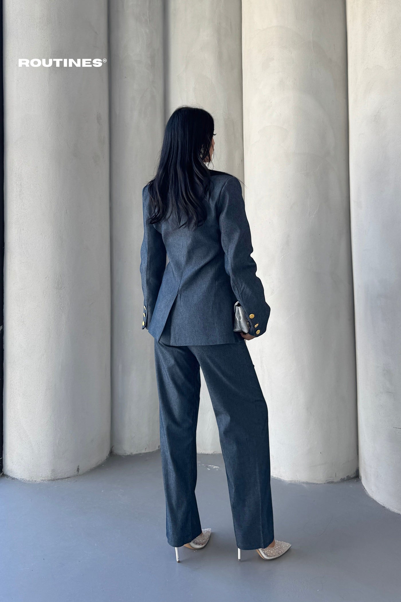 Routines Blazer Two Piece Denim Pants Set 2026