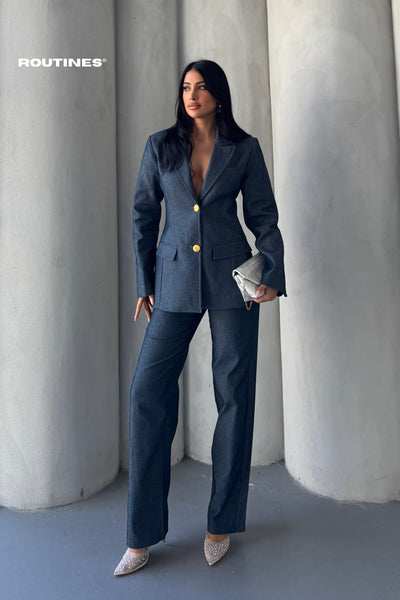 Routines Blazer Two Piece Denim Pants Set 2026