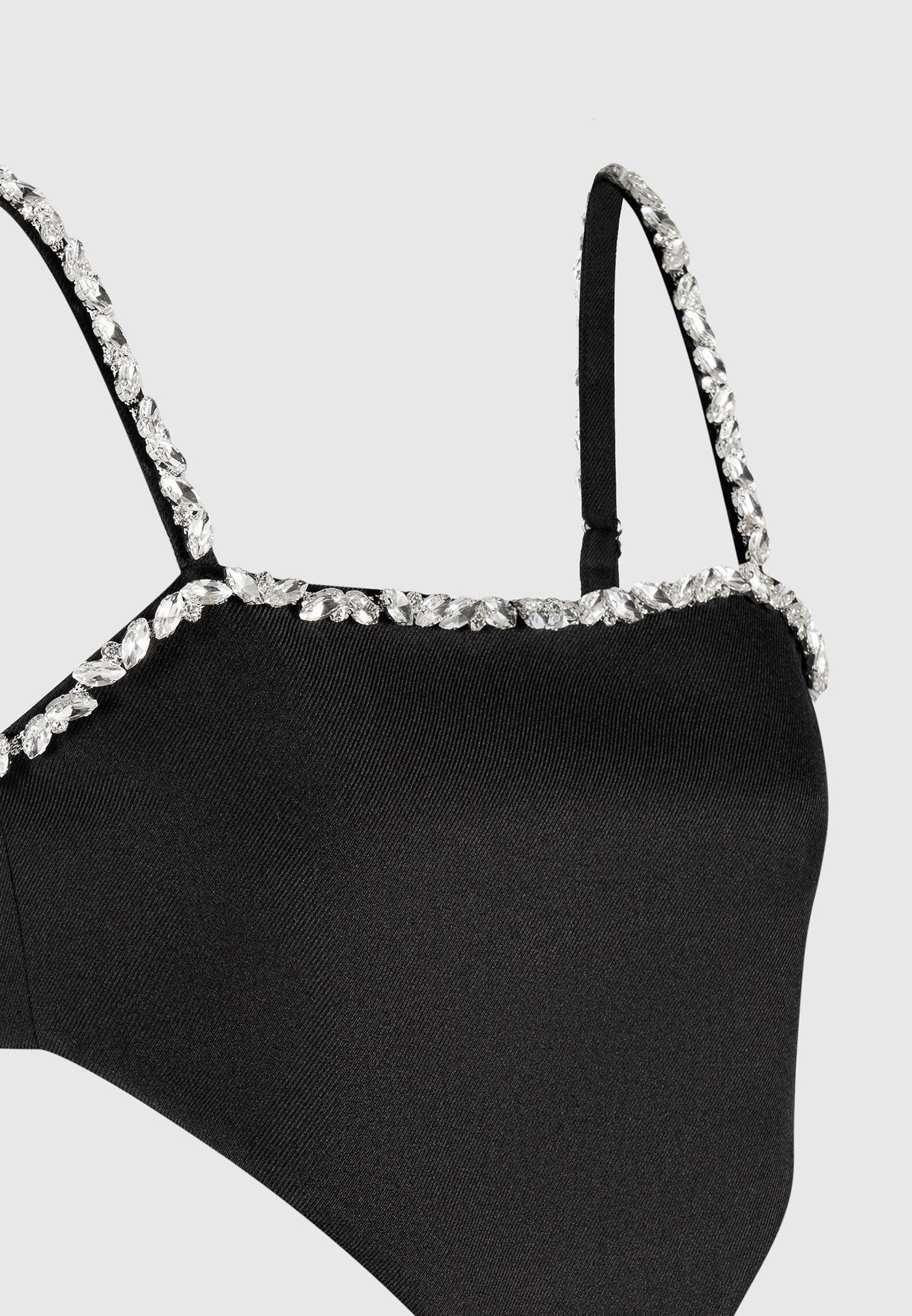 Eloise - Embellished Strap Handkerchief Top - Black